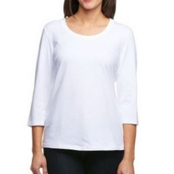 Denim&Co Tops - Denim & Co Jersey 3/4 Sleeve Round Neck Top  1249